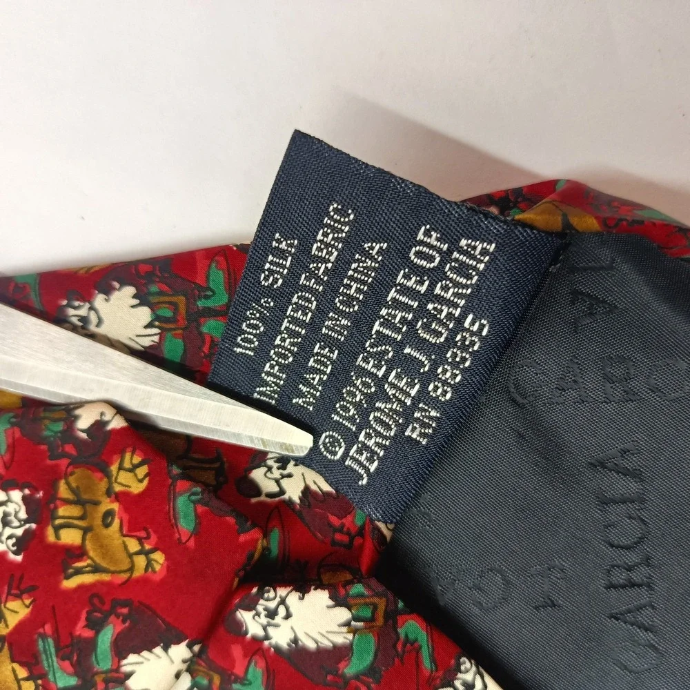Jerry Garcia Silk Tie‎ Christmas Santa Reindeer Mens 1996 Grateful Dead Vtg 57in